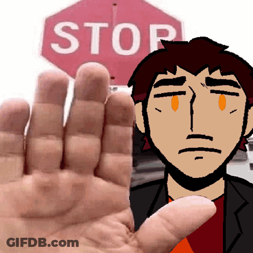 Stop Sign Behind Cartoon Character GIF