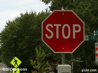 Stop Sign In Front Of Trees And Crosswalk Sign GIF