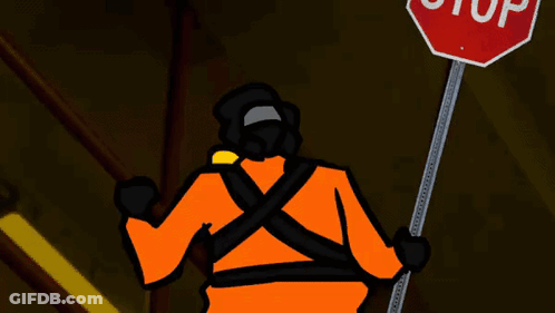 Stop Sign Next To Cartoon Character GIF