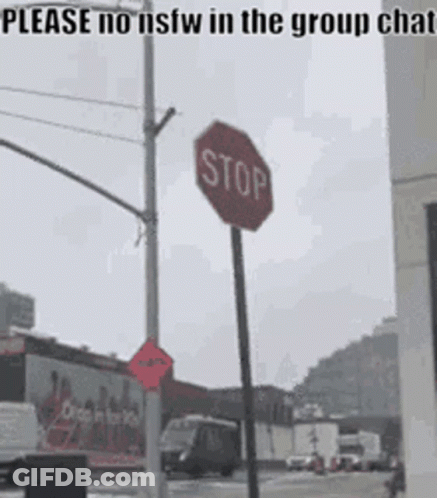 Stop Sign Saying Please No NSFW In Group Chat GIF