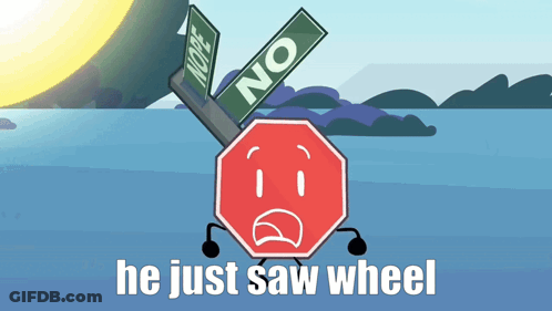 Stop Sign With Wheel Below GIF