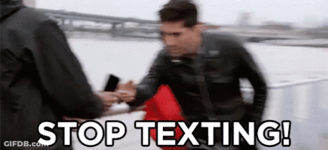 Stop Texting Throws Phone Prank GIF