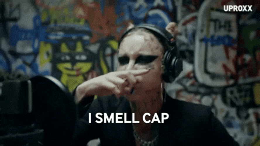 Stop The Cap Goth Lady Smells Cap GIF