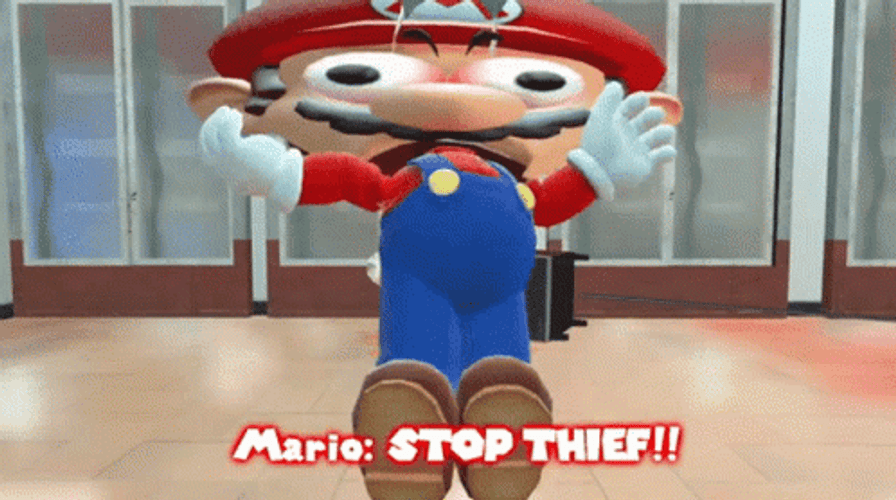Stop Thief Mario Angry GIF