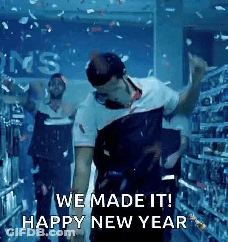 Store Dancing Man Says We Made It Happy New Year GIF