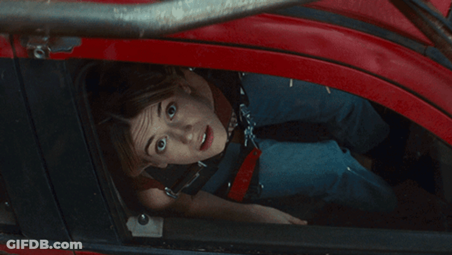 Storm Chaser Kate Carter Looking Upward GIF