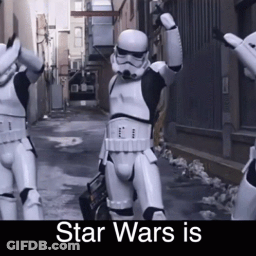 Storm Trooper Arms Raised In Alleyway Star Wars GIF