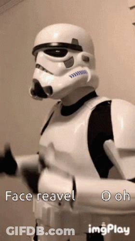 Storm Trooper Helmet Gloves Says Face Reave GIF
