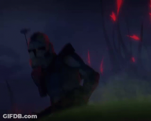 Storm Trooper Holding Light Saber In Dark GIF