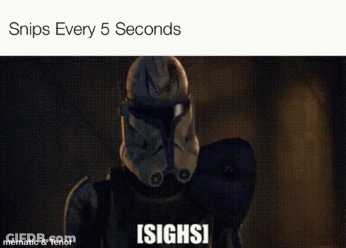 Storm Trooper Standing In Dark Room Snips Every 5 Seconds GIF