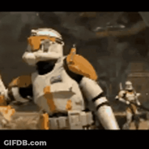 Stormtrooper Holding Gun In Video Game GIF