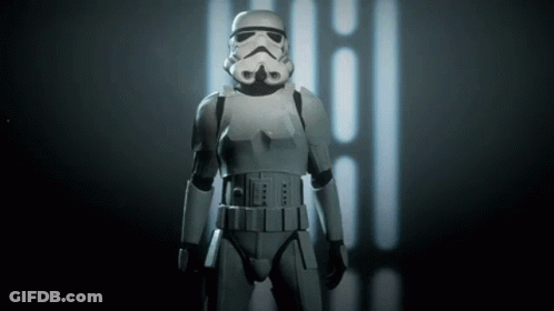 Stormtrooper Standing In Dark Room GIF