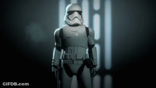 Stormtrooper Standing In Dark Room With Gun GIF