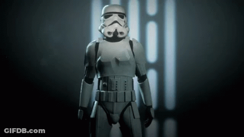 Stormtrooper Standing In Front Of Building GIF