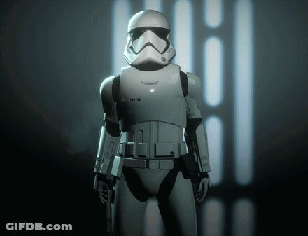 Stormtrooper Standing In Front Of Wall GIF