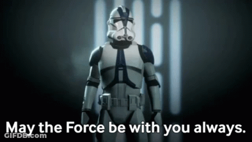 Stormtrooper With May The Force Be With You Sign GIF