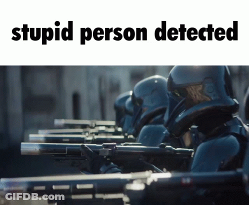 Stormtroopers Holding Guns Saying Stupid Person Detected GIF