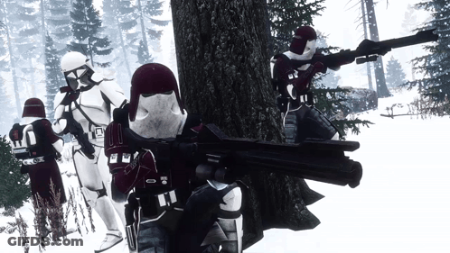 Stormtroopers In Snow With Number 6 GIF