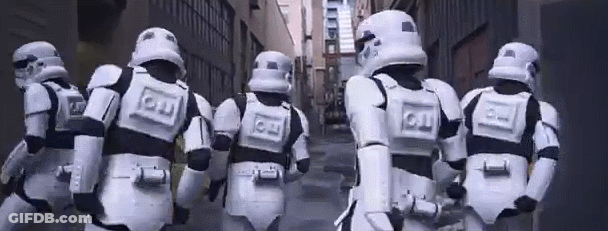 Stormtroopers Running Down City Street GIF
