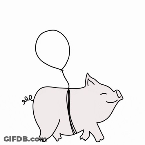 Stout Pig Flies On Balloon Mobile Drawing GIF