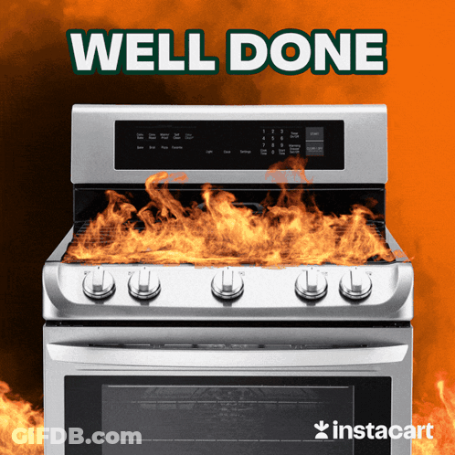 Stove With Flames Well Done GIF