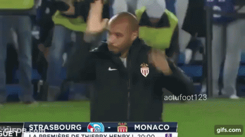 Strasbourg Vs Monaco Soccer Game On Screen GIF