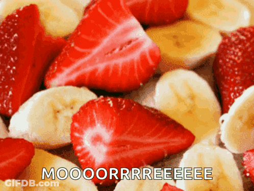 Strawberries Bananas Close Up Moooorrrreeeee GIF