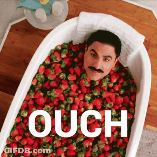 Strawberry Bath Tub Hit Ouch Meme GIF