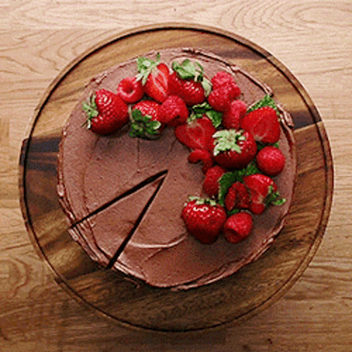 Strawberry Chocolate Cake Slice GIF