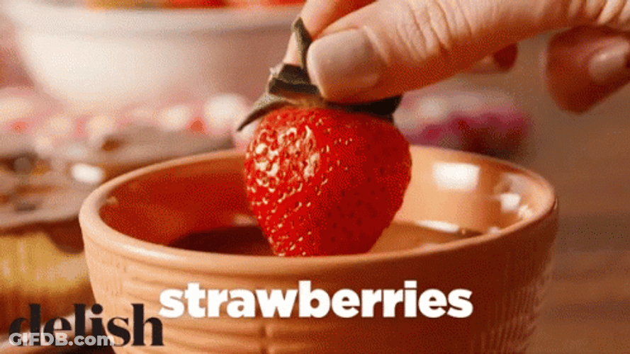 Strawberry Chocolate Dip Dessert GIF