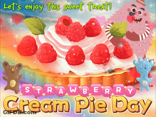 Strawberry Cream Pie Day Cupcake With Raspberries GIF