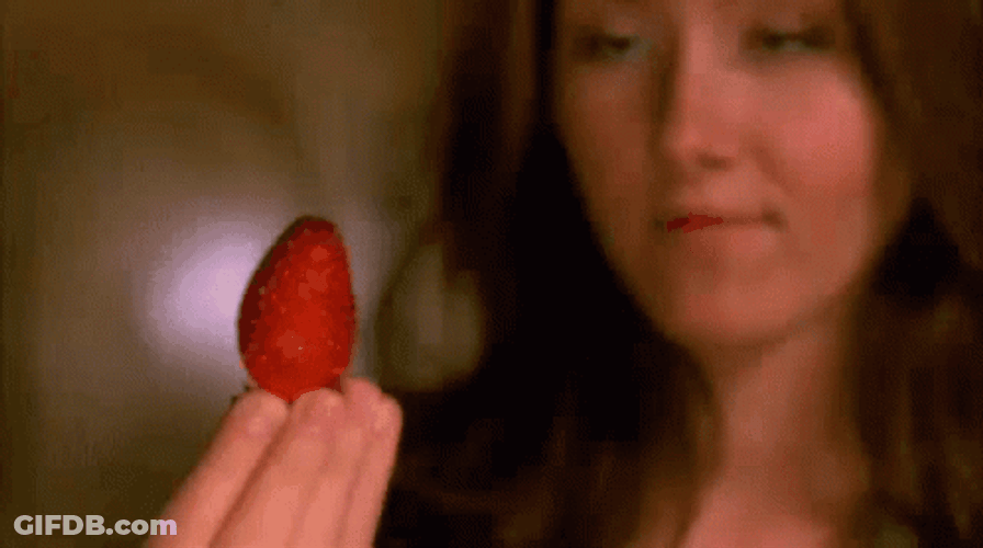 Strawberry Eating Seductive Woman GIF