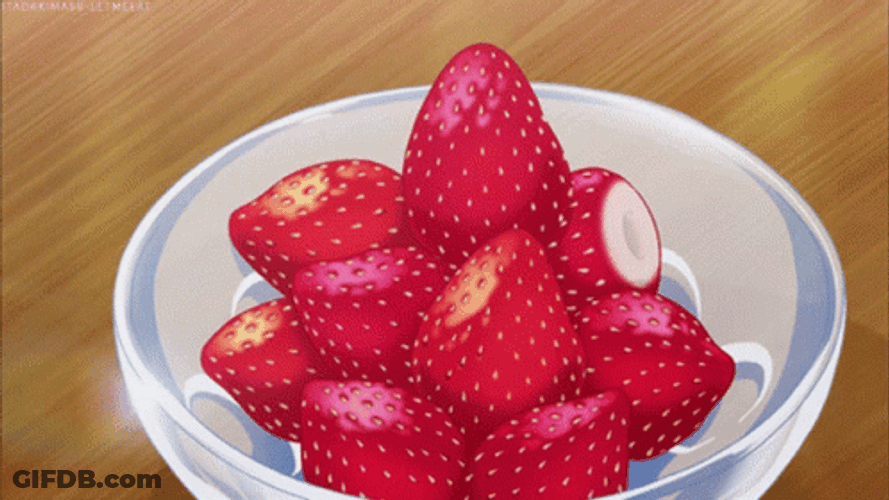 Strawberry Fruit Dessert Anime GIF