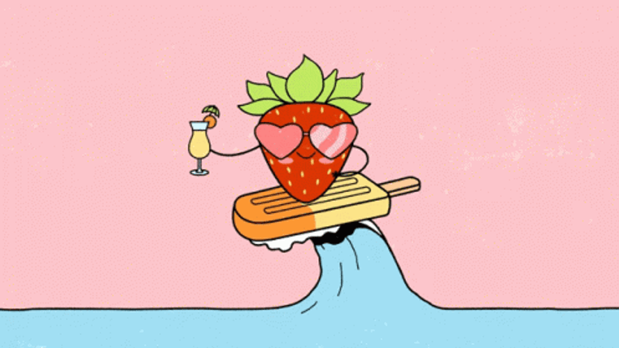 Strawberry Ice Cream Summer Wave Spin GIF