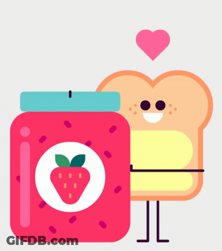 Strawberry Jam Jar With Buttered Toast GIF