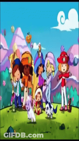 Strawberry Shortcake Characters Standing In Field GIF