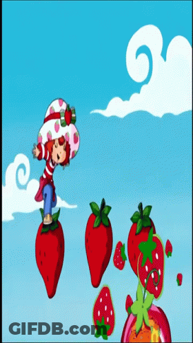 Strawberry Shortcake Flying Through Air GIF