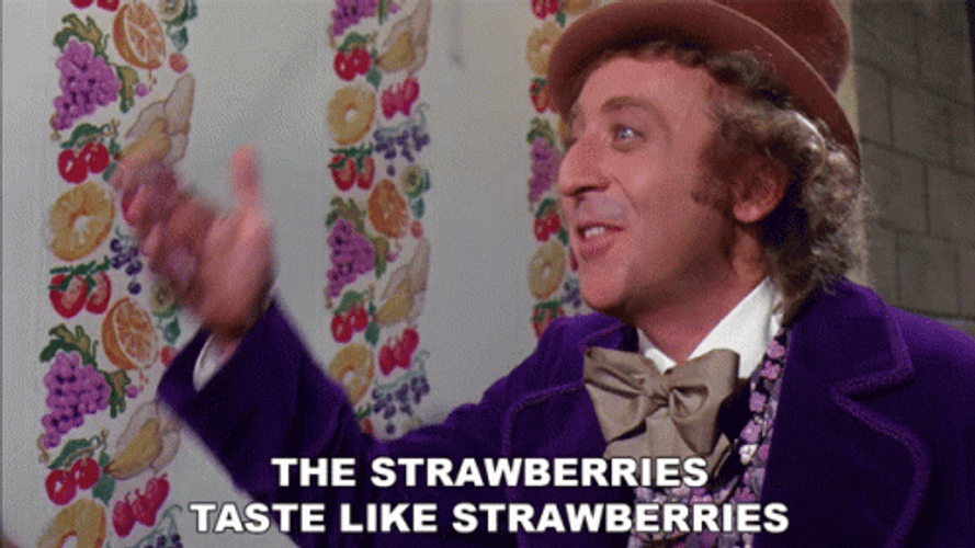 Strawberry Willy Wonka Gene Wilder GIF