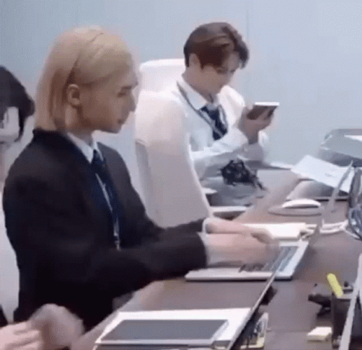 Stray Kids Hyunjin Typing Fast GIF