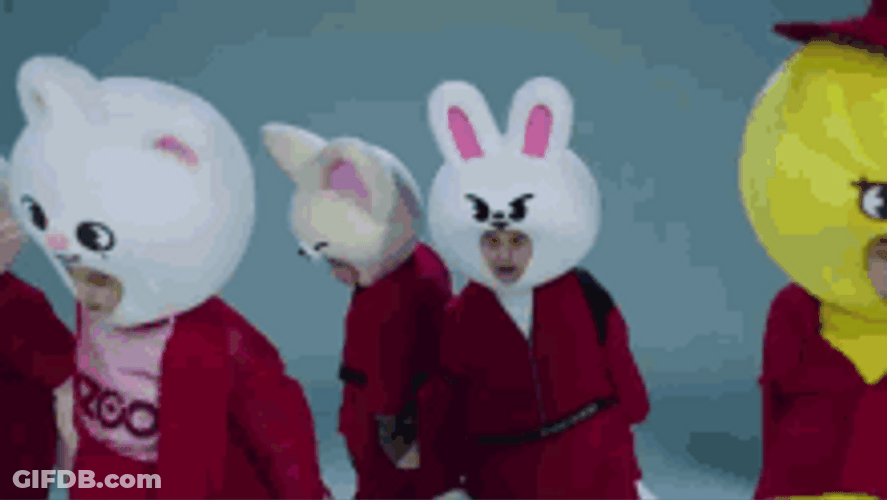 Stray Kids Kpop Group Rabbit Costume GIF