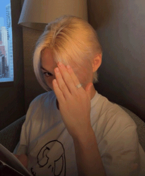 Straykids Felix Covering His Face Hiding Meme GIF