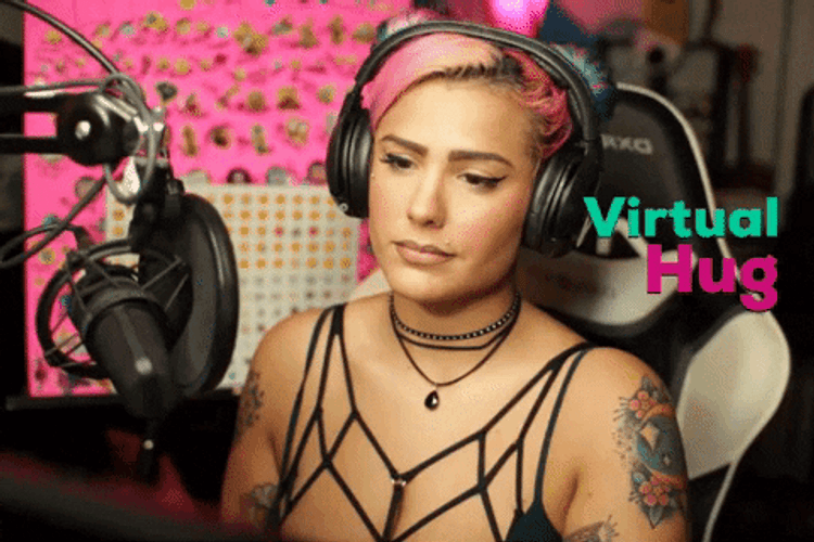 Streamer Girl Virtual Hug GIF