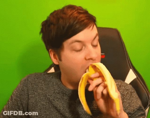 Streamer In Green Background Eating Banana GIF