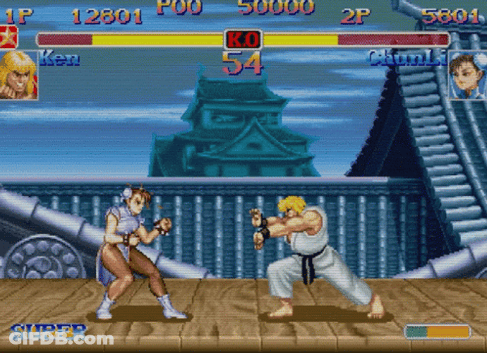 Street Fighter Ken Vs. Chun-Li GIF