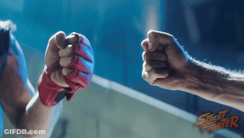 Street Fighter Logo With Fist Bump GIF