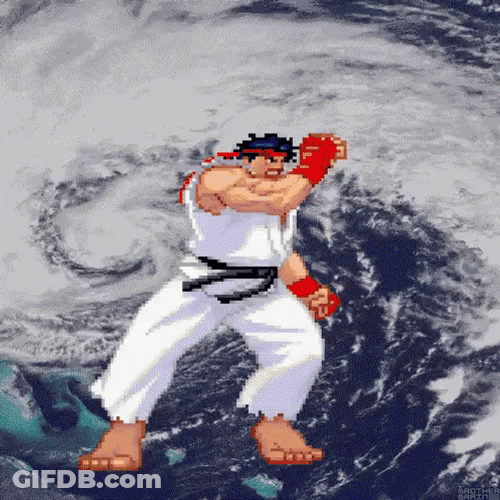 Street Fighter Ryu Powerful Turning Kick GIF