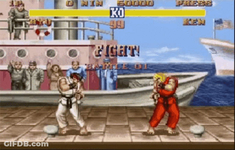 Street Fighter Ryu Vs Ken Battle GIF
