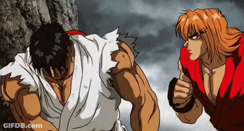 Street Fighter Ryu Vs Ken Intense Fight GIF