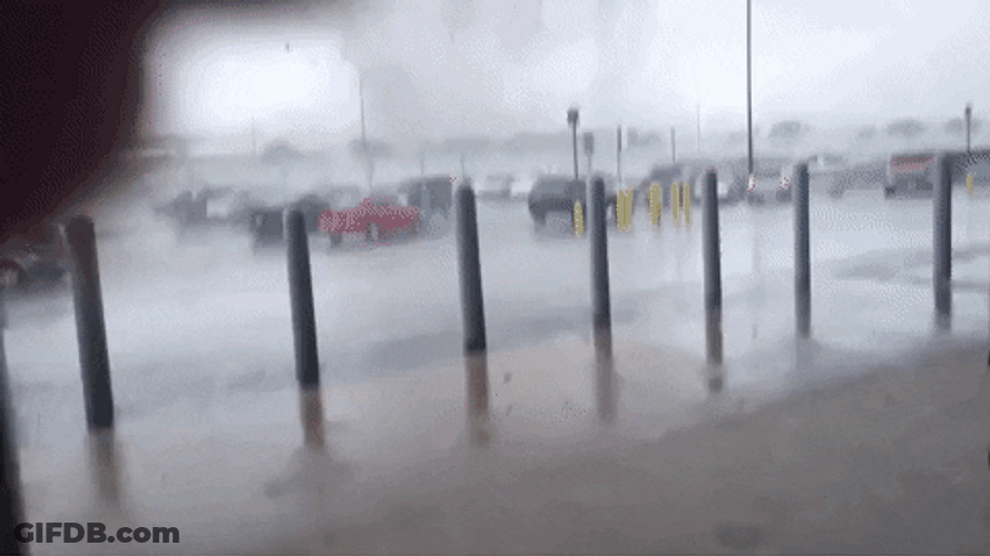 Street Light Blasted With Fire By A Tornado GIF