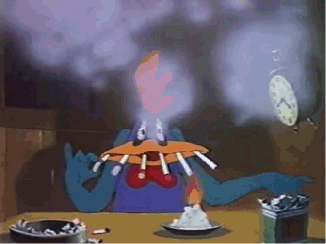Stressed Out Duck Smoking Continuously GIF